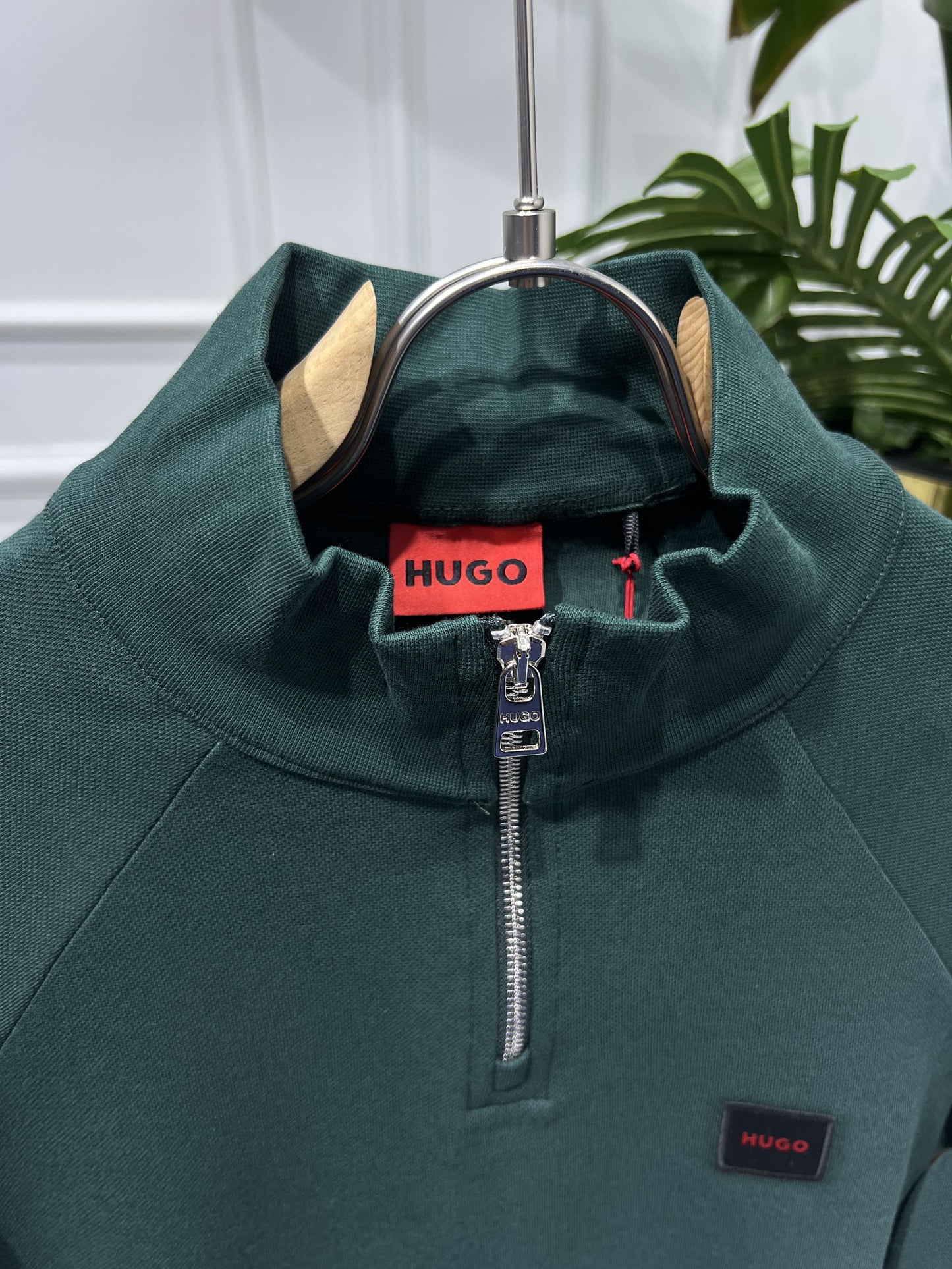 Hugo Boss Dark Green Half-Zipper Sweatshirt For Men