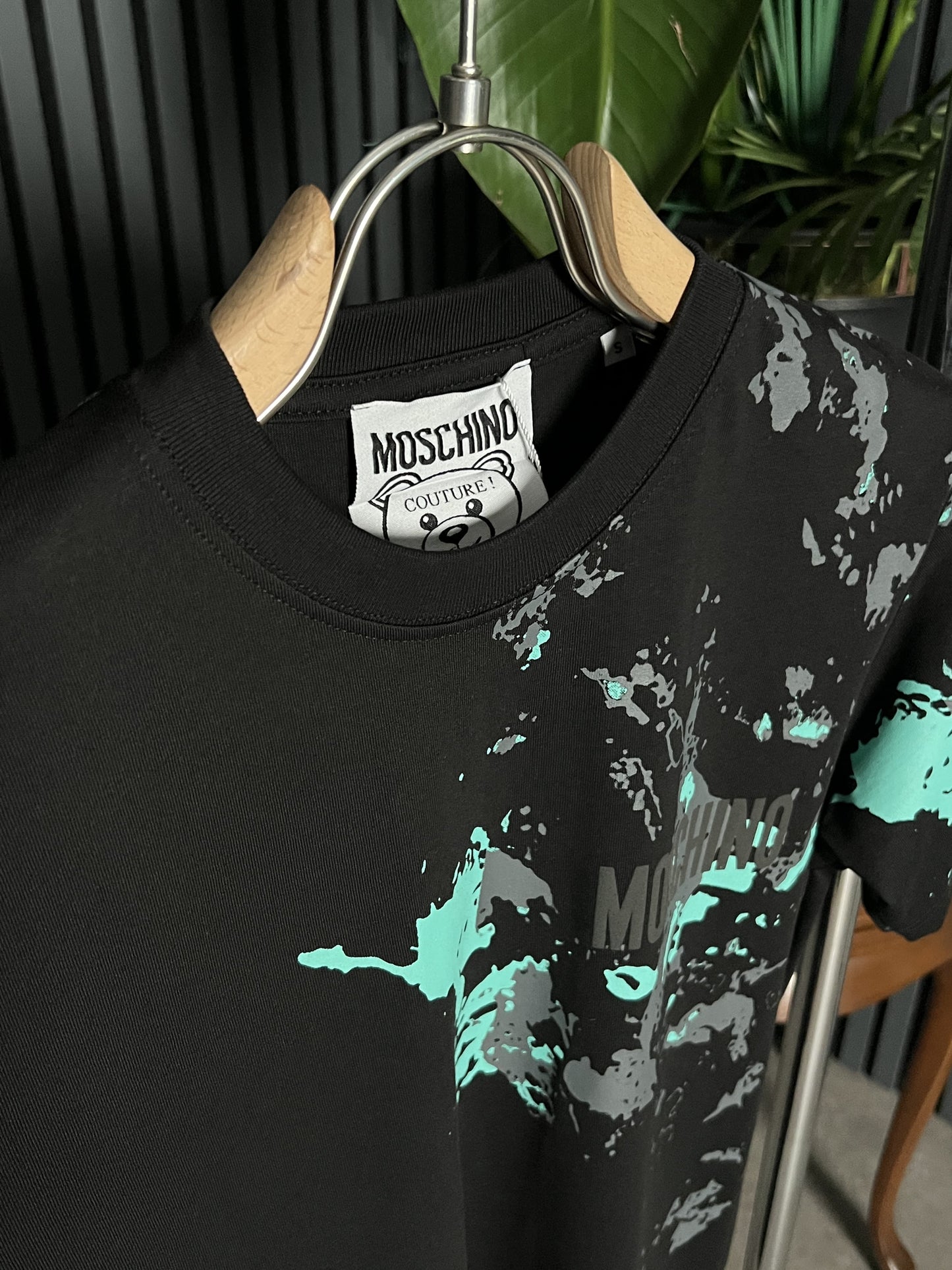 Moschino Logo Printed Black Tshirt For Men