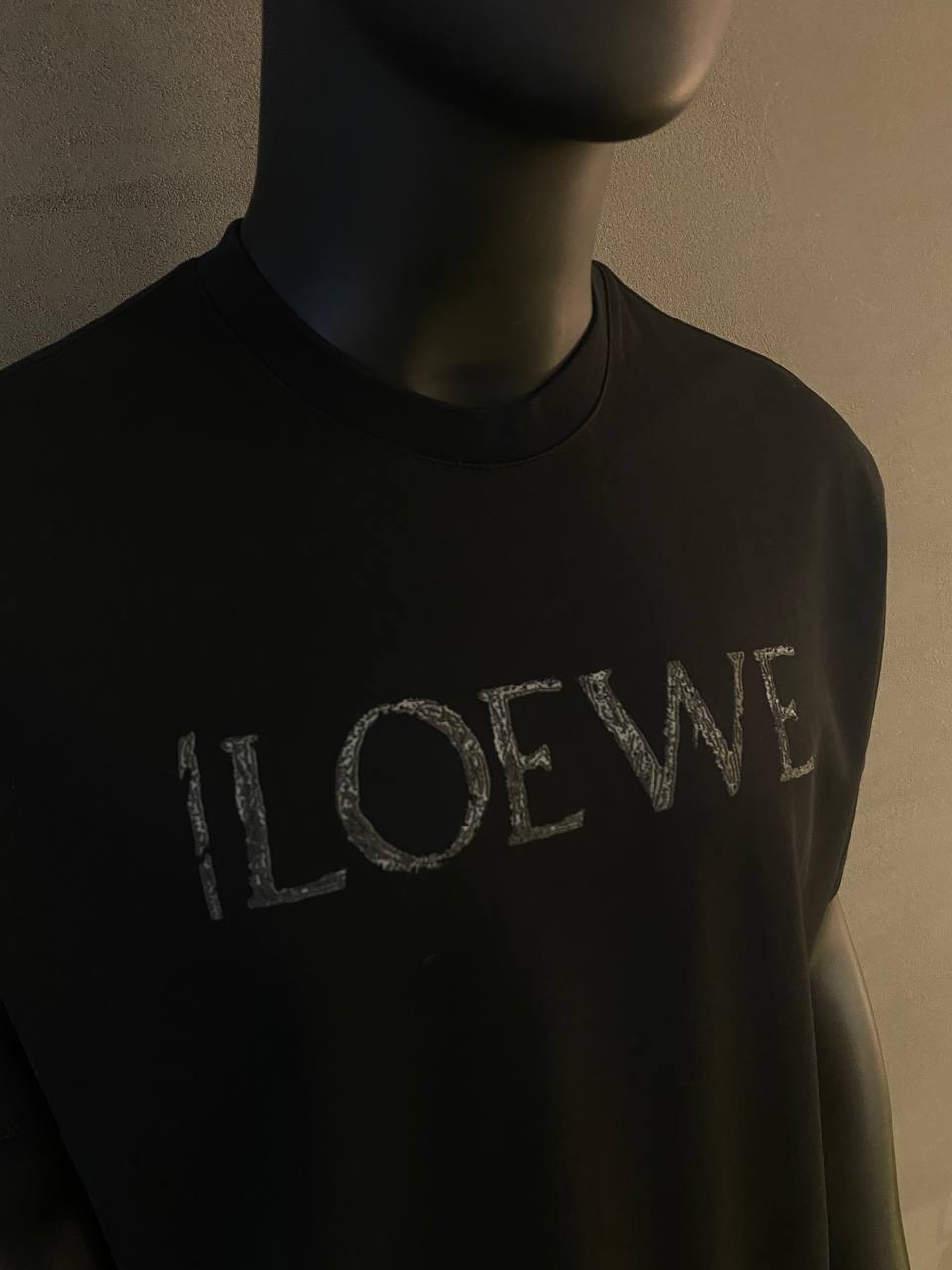 LOEWE Rubber Logo Black Tshirt For Men