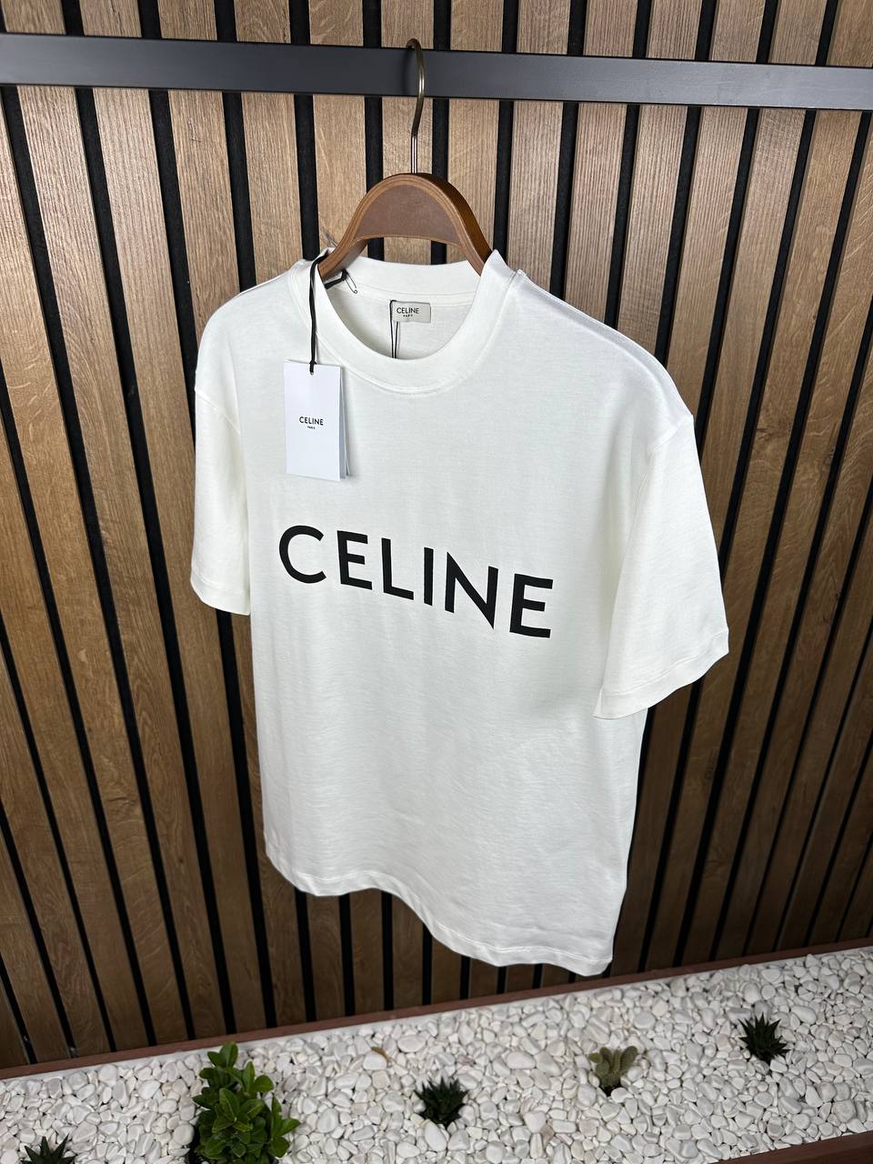 Celine Logo Printed White Tshirt For Men