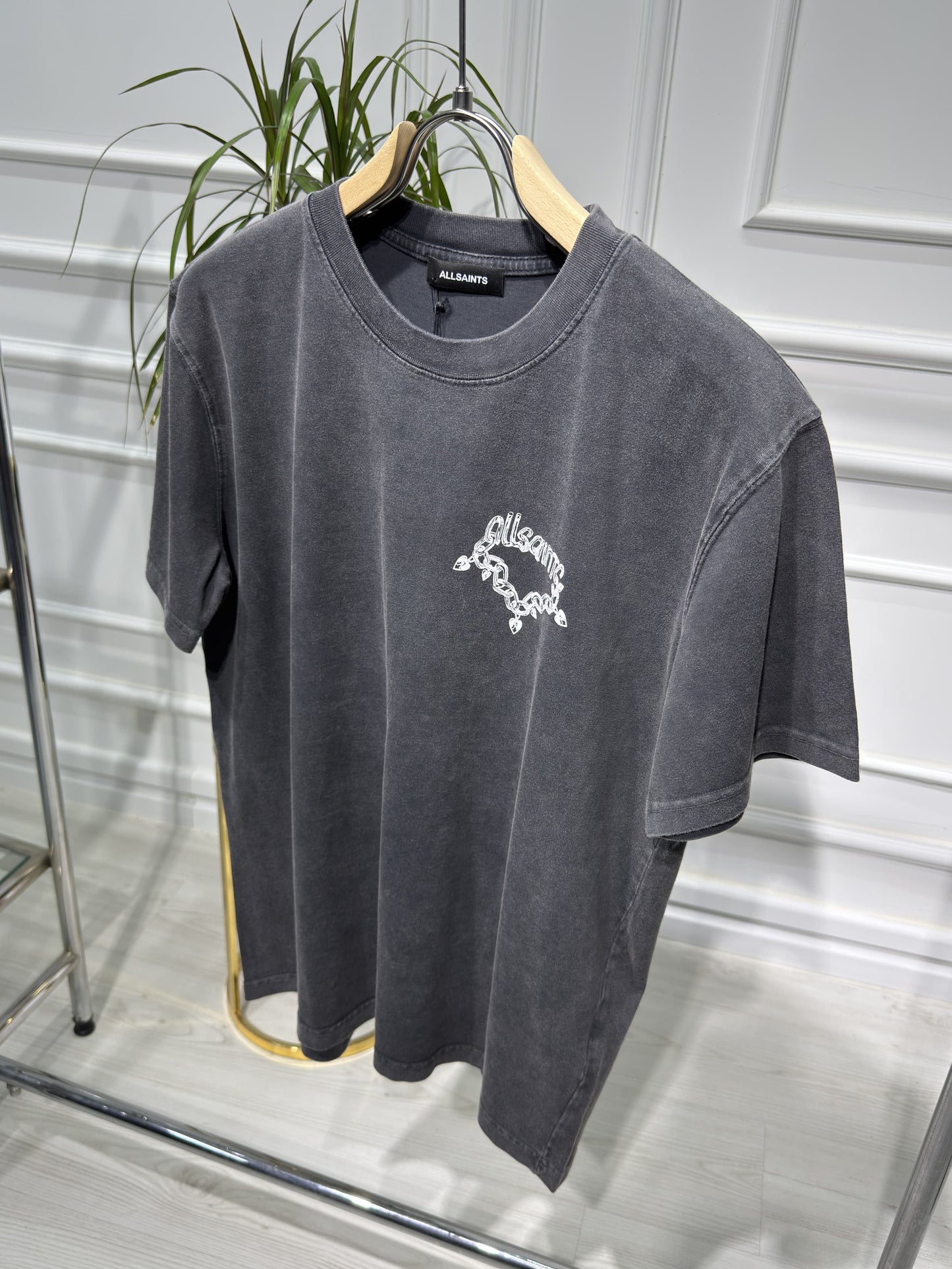 Allsaints Washed Grey Tshirt For Men