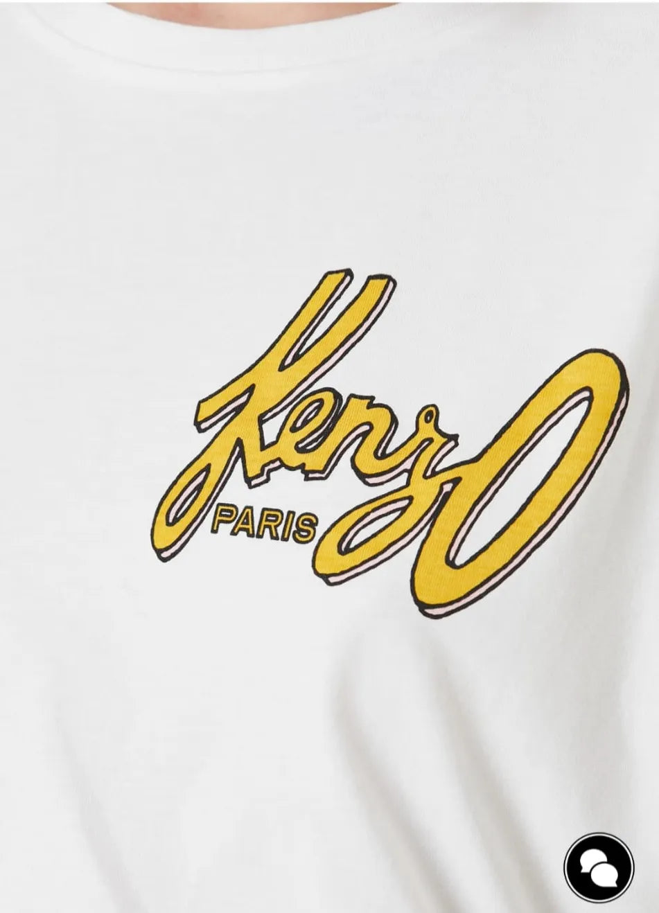 Kenzo Archive Logo White Oversized Cropped Tshirt For Women