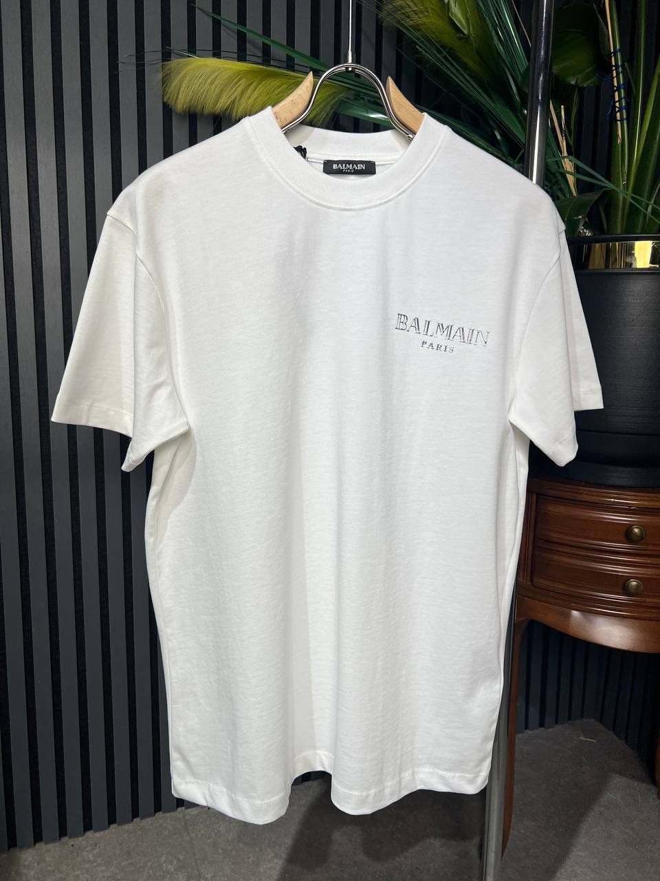 BALMAIN Tshirt Silver Logo For Men
