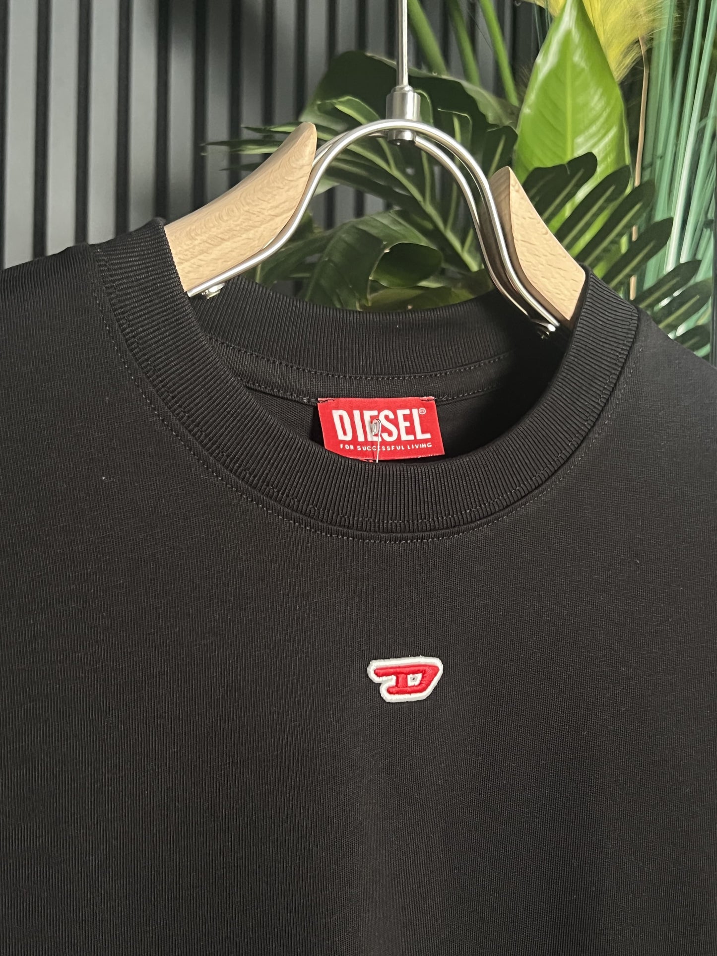 Diesel Embroidered Logo Black Tshirt For Men