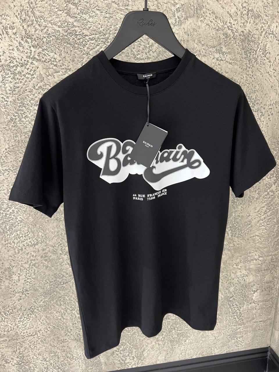 Balmain Printed Black Tshirt For Men