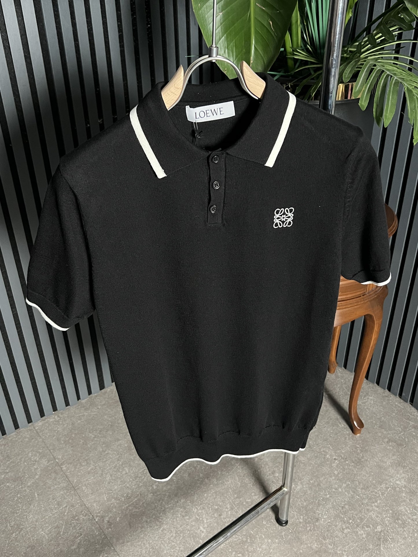 Embroidered Logo Black Triko Polo Tshirt For Men
