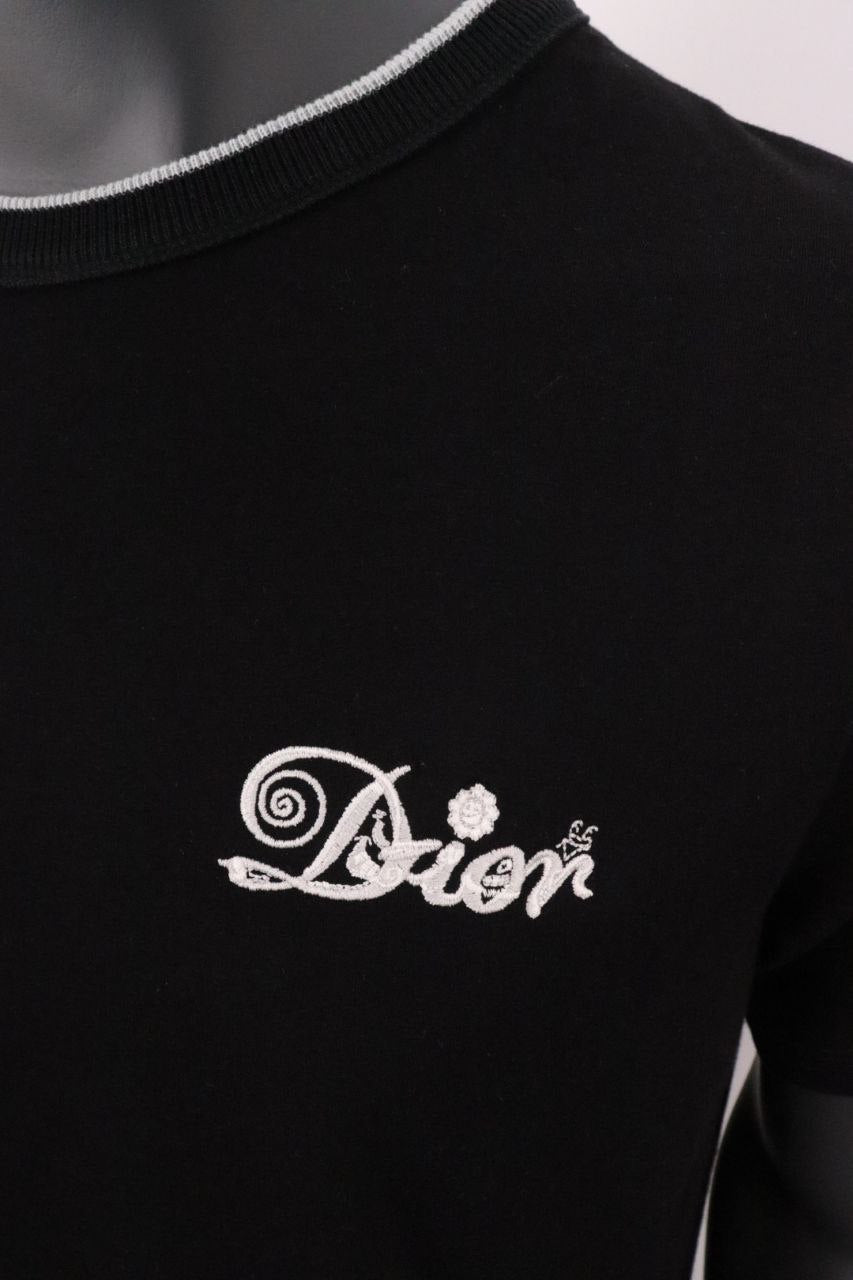 DIOR Embroidered Logo Black Slimfit Tshirt For Men