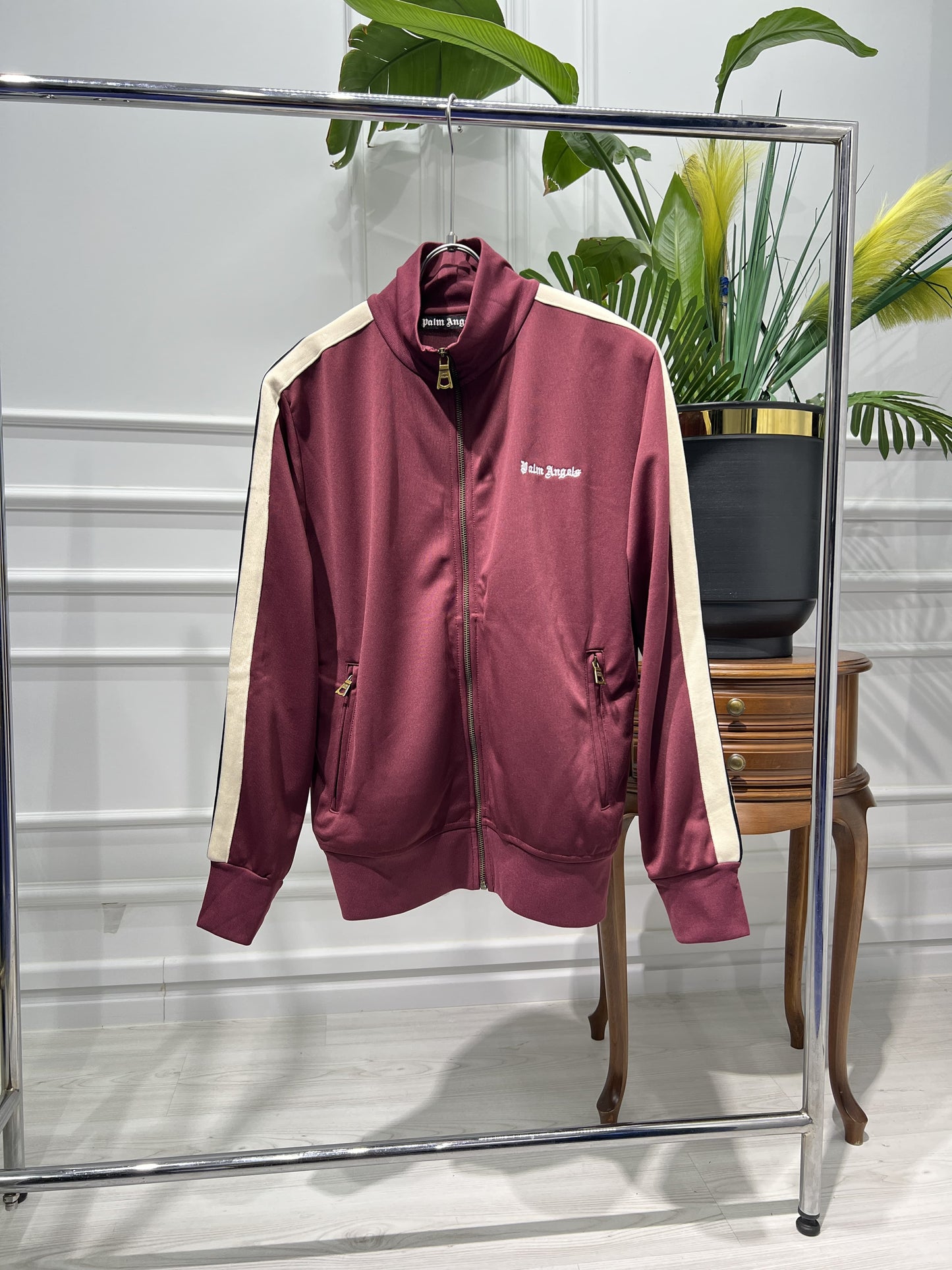 Palm Angels Full-Zip Burgundy Slimfit Jacket For Men