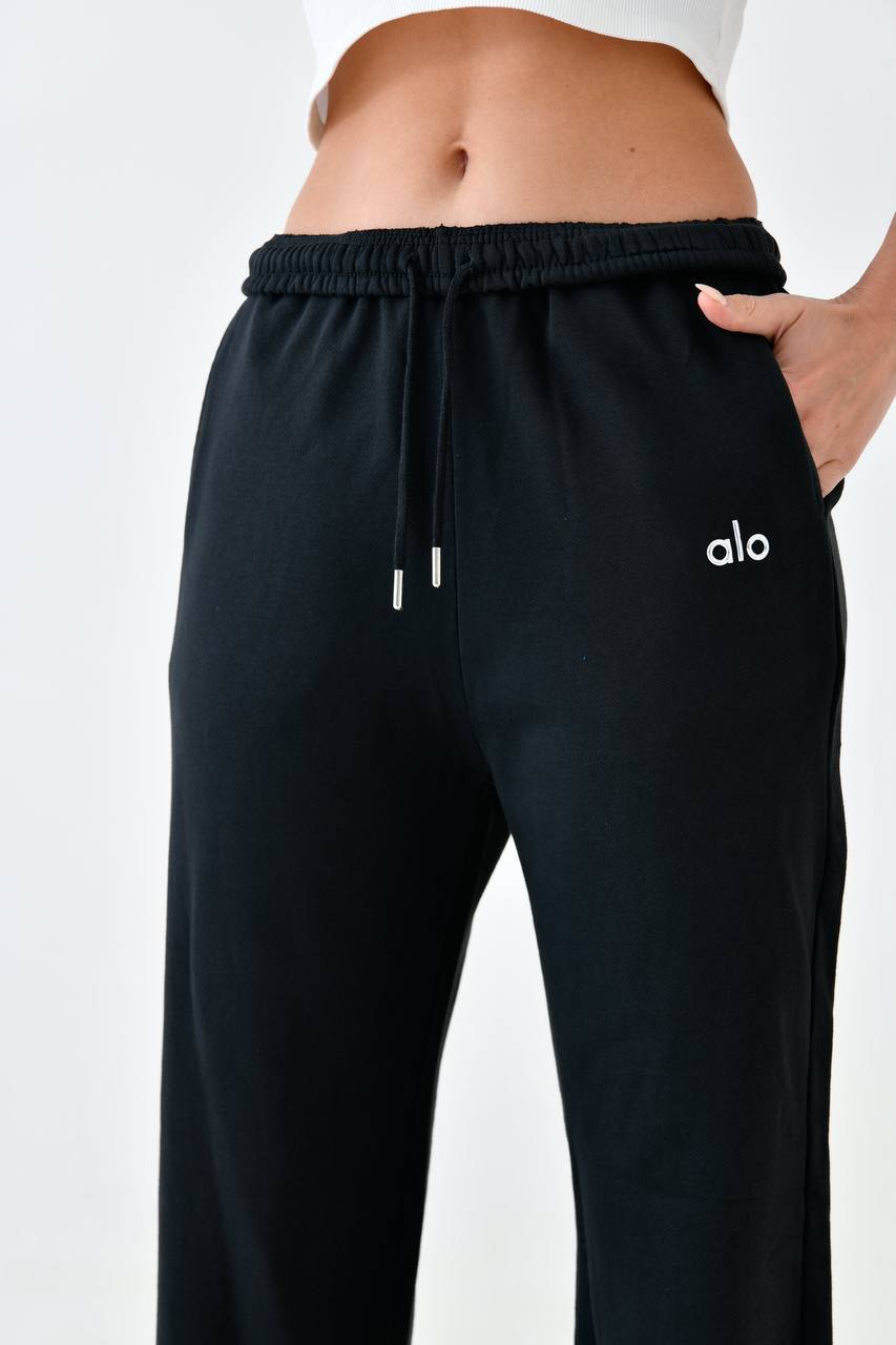 Wide-Leg Black Sweatpants For Women