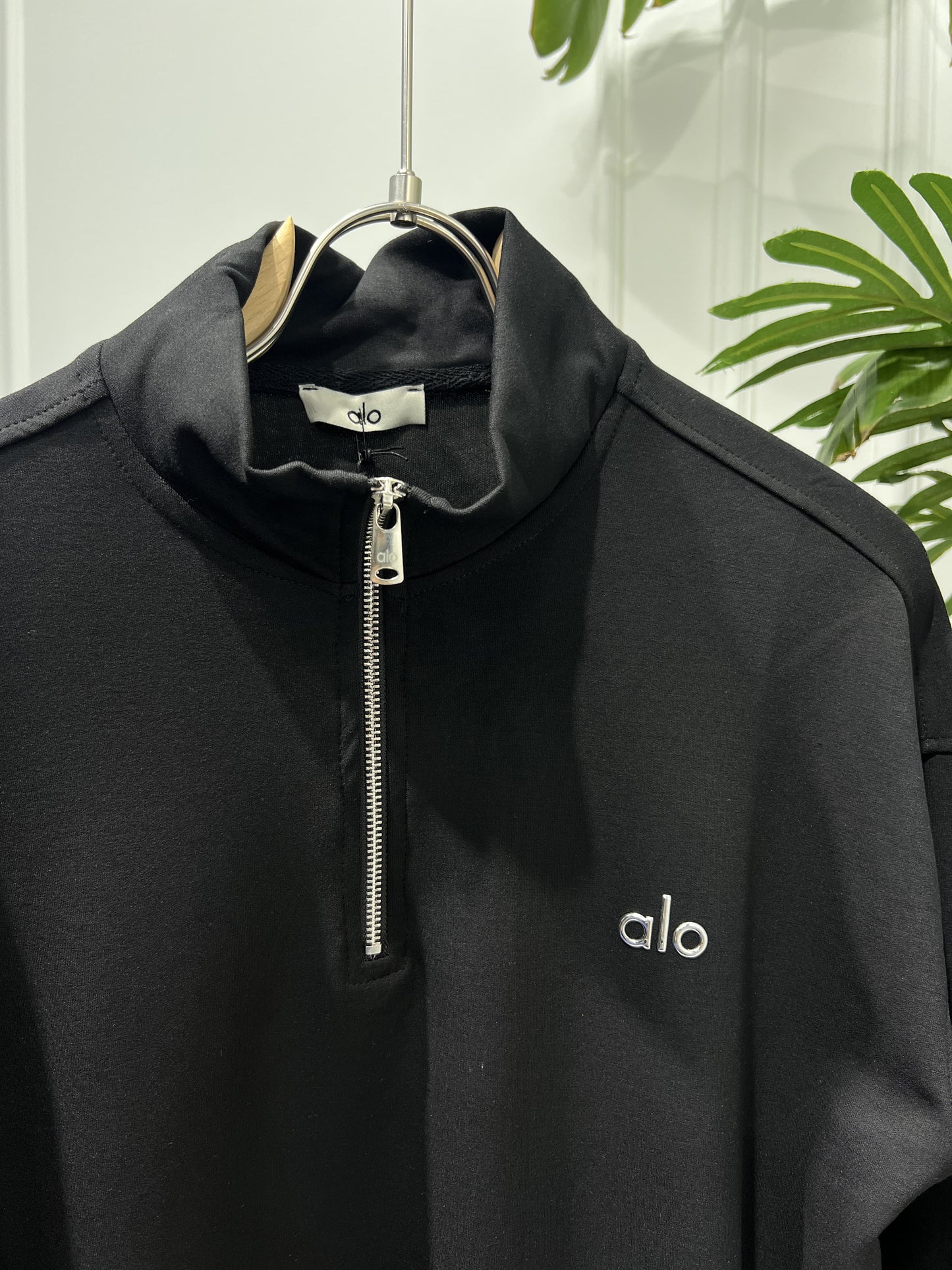 Alo half zipper black relaxed-fit sweatshirt for men