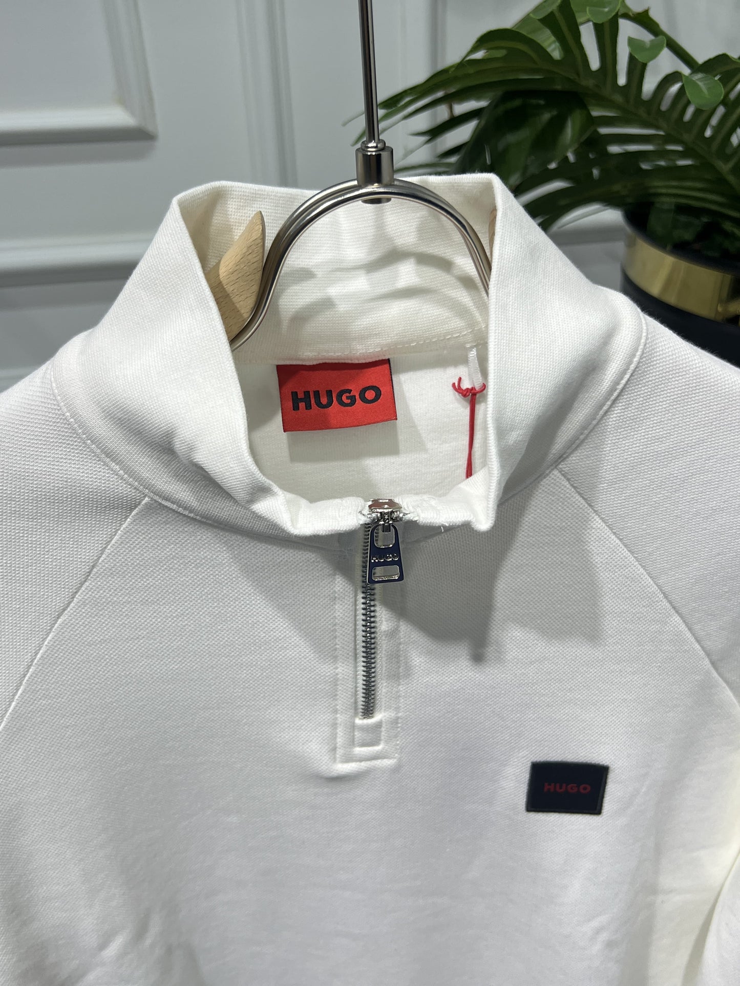 Hugo Boss White Half-Zipper Sweatshirt For Men