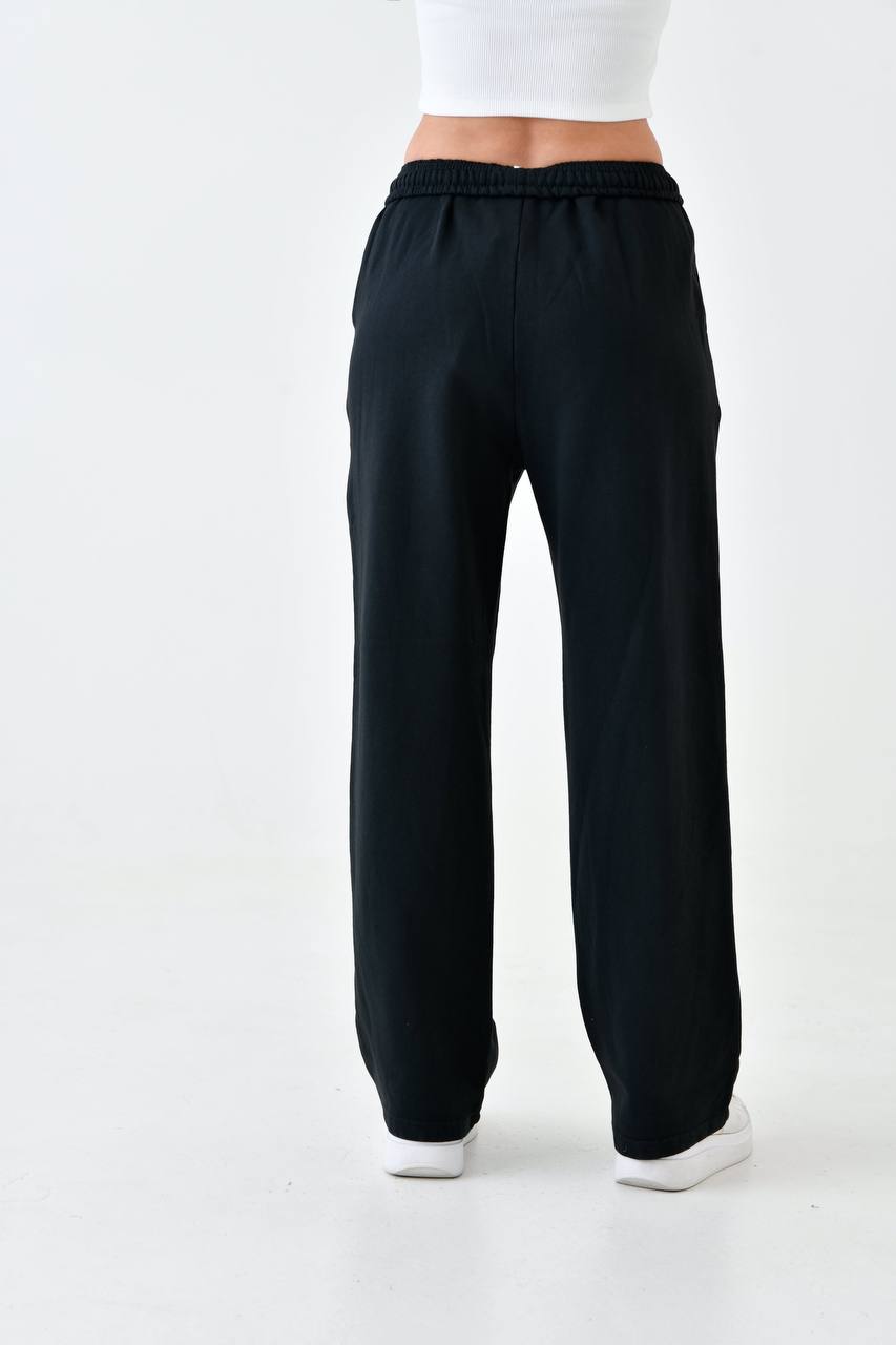 Wide-Leg Black Sweatpants For Women