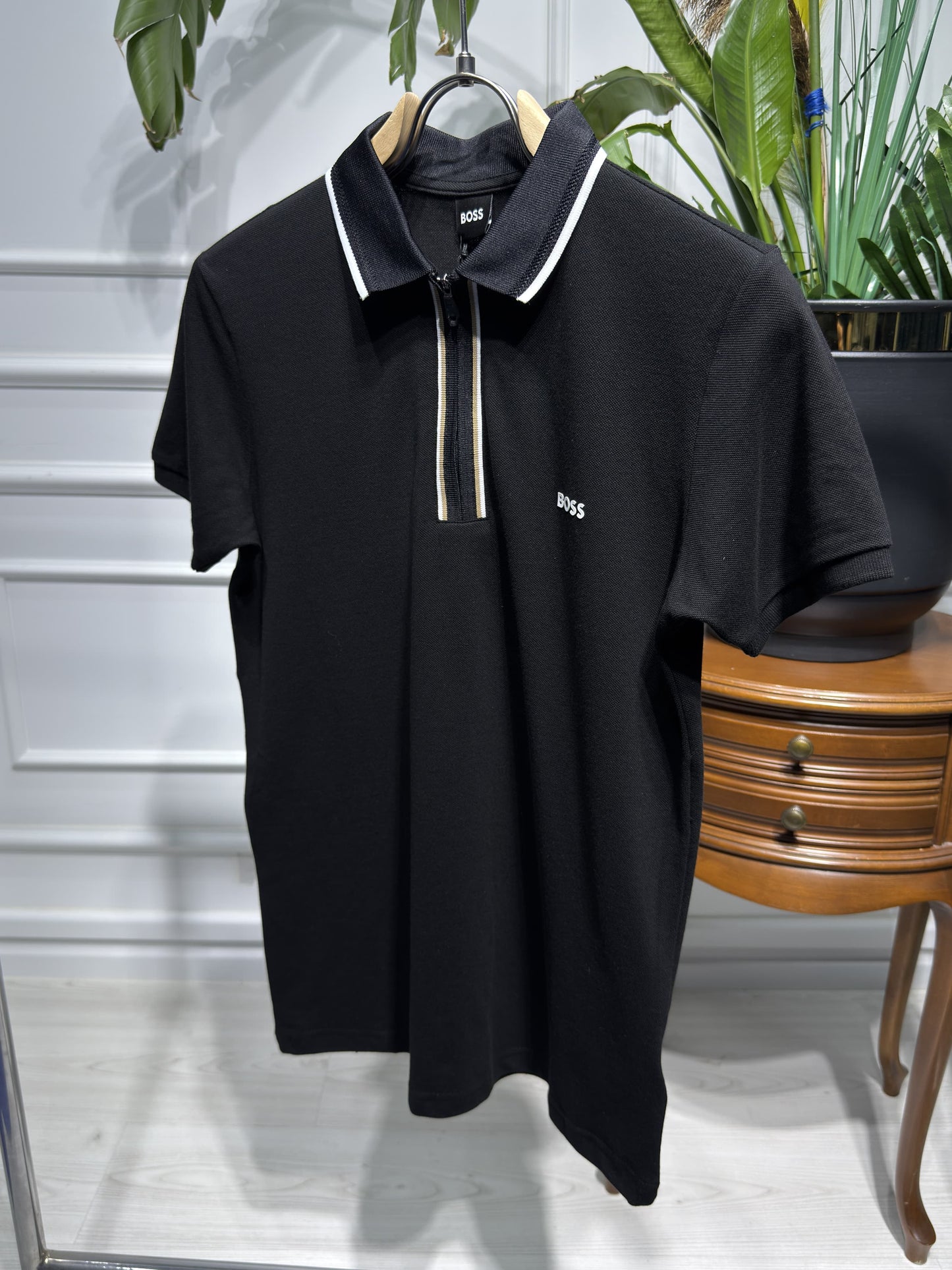 BOSS Rubber Logo Black Polo Tshrit For Men