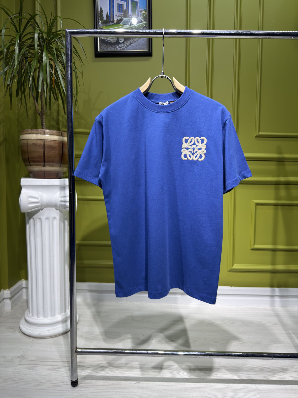 LOEWE x Paula's Ibiza Anagram Embroidered Blue T-Shirt For Men