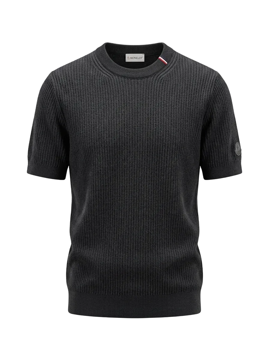 Moncler Black Knitted Tshirt For Men