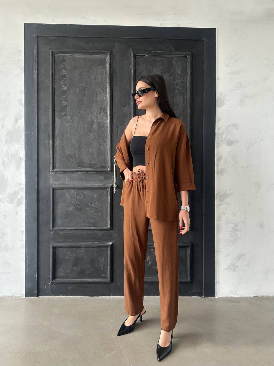 Brown Linen Set
