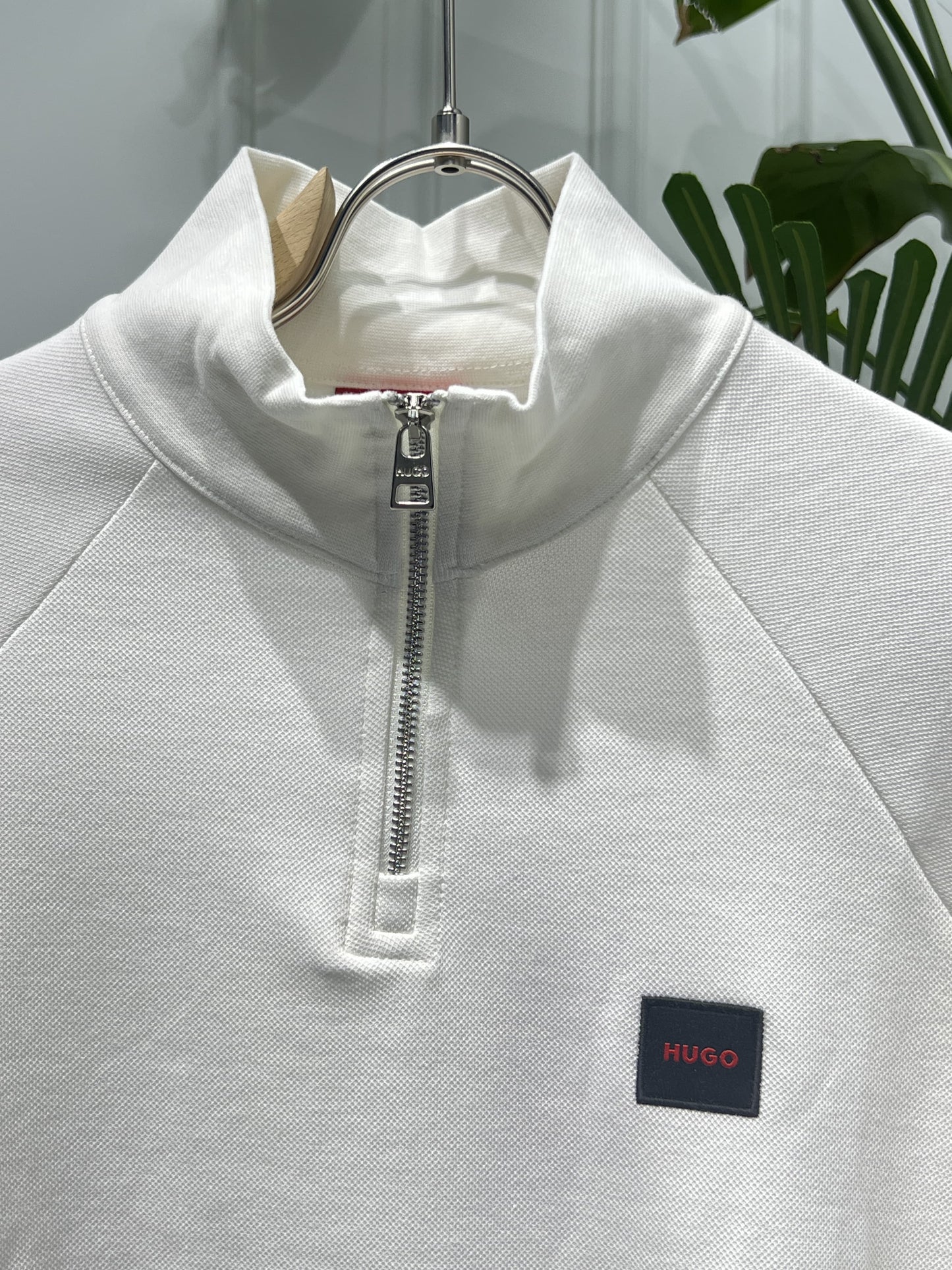 Hugo Boss White Half-Zipper Sweatshirt For Men
