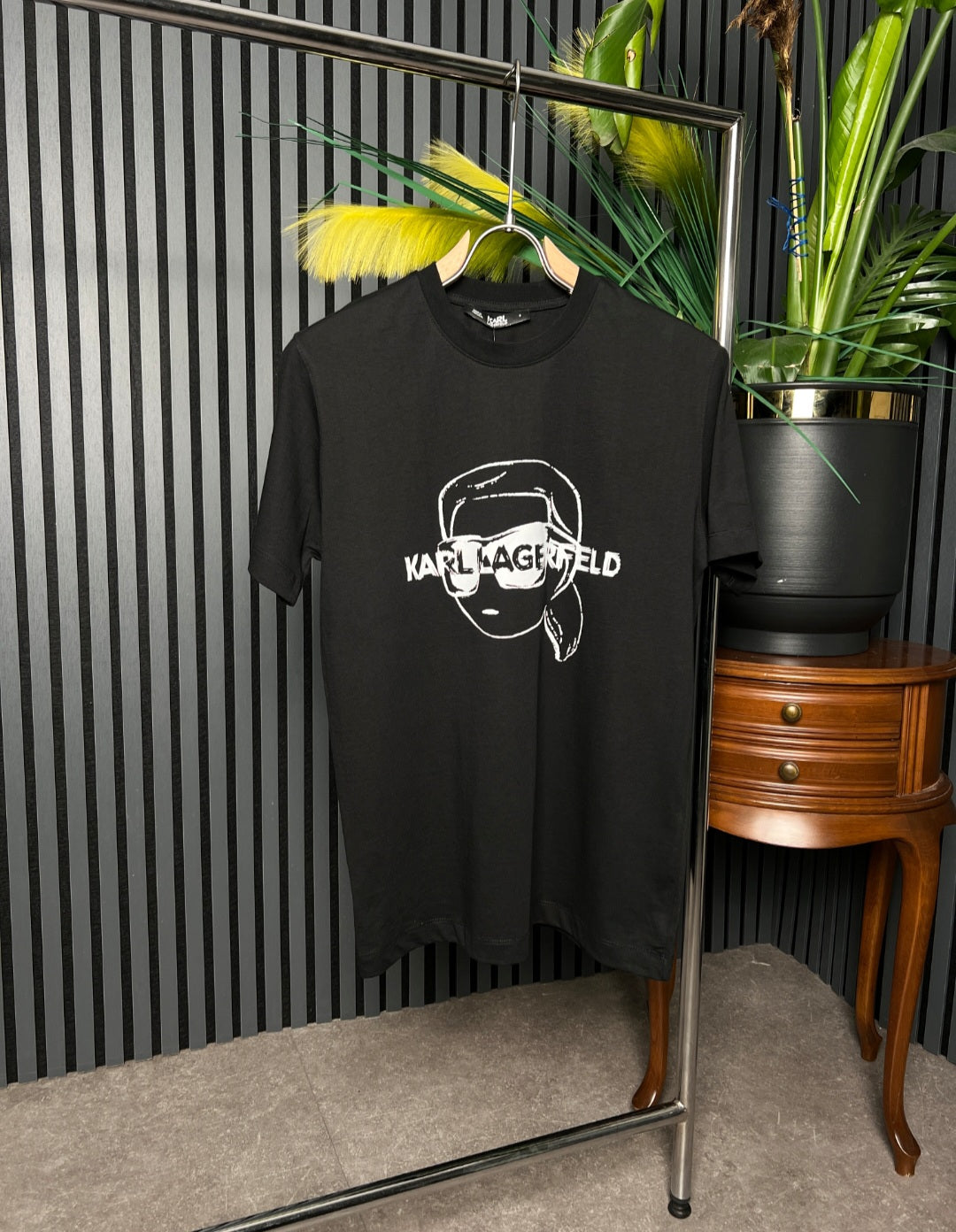 Karl Lagerfeld Logo Printed Black Tshirt For Men