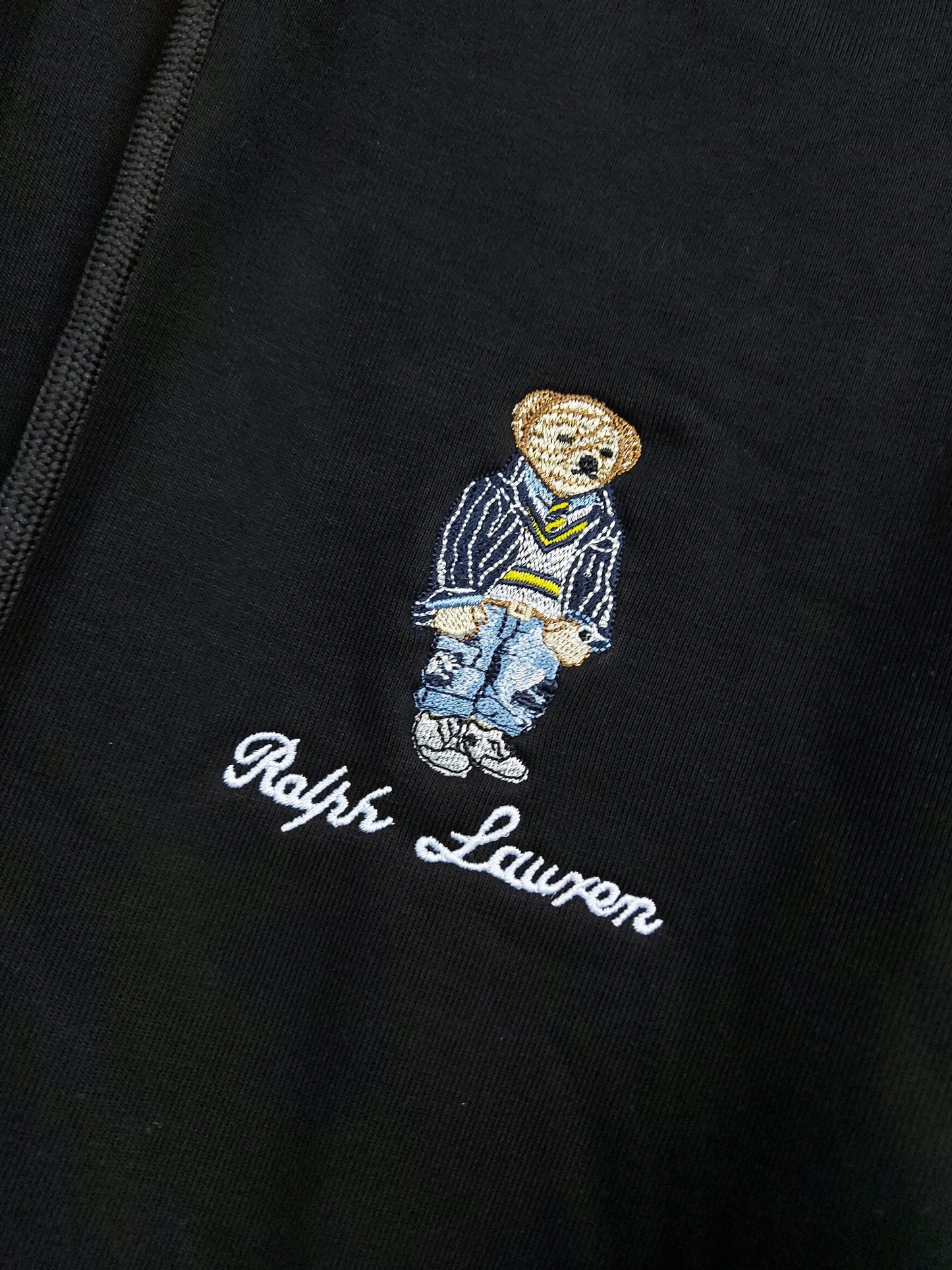 POLO BEAR Embroidered Logo Black Hoodie For Men