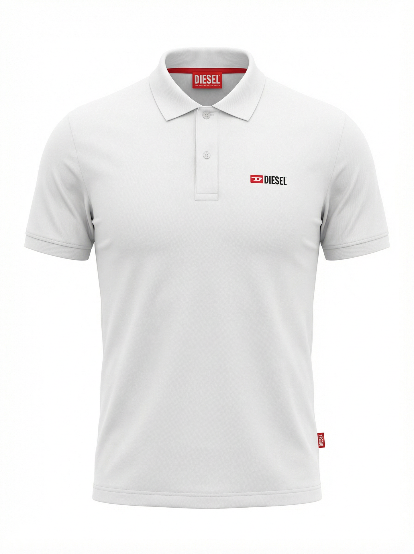 Diesel Embroidered Logo White Polo Tshirt For Men