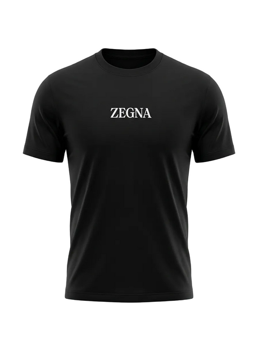 ZEGNA Puff Logo Black Tshirt For Men