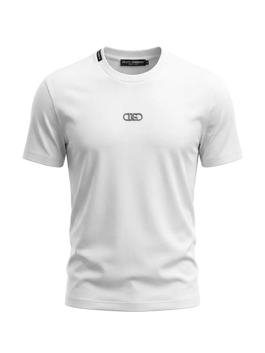 DG Metal Logo White Tshirt For Men