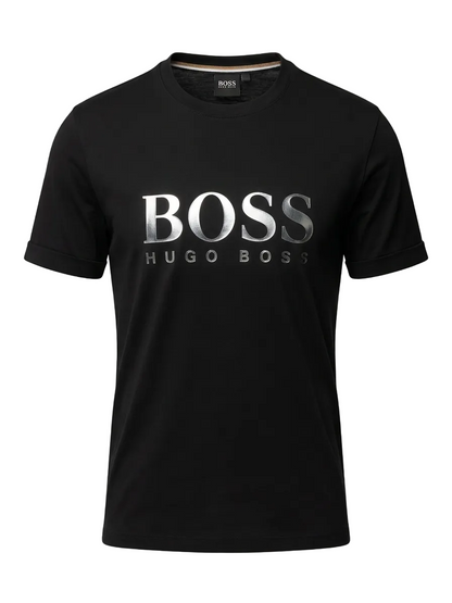 BOSS Silver Logo Black Tshirt For Men