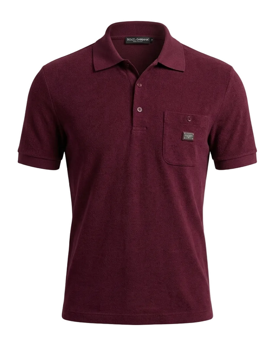 Dolce&Gabbana Terry Polo Burgundy Tshirt For Men