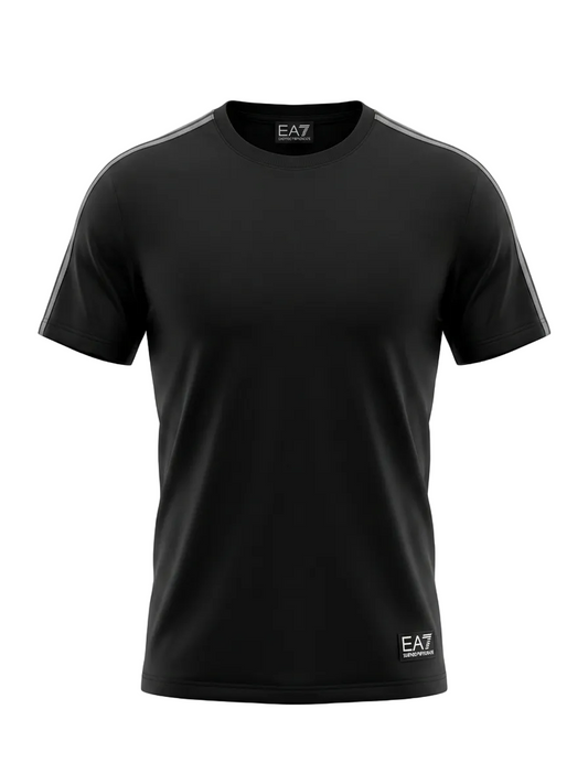 EA7 Shoulder Logo Black Tshirt For Men