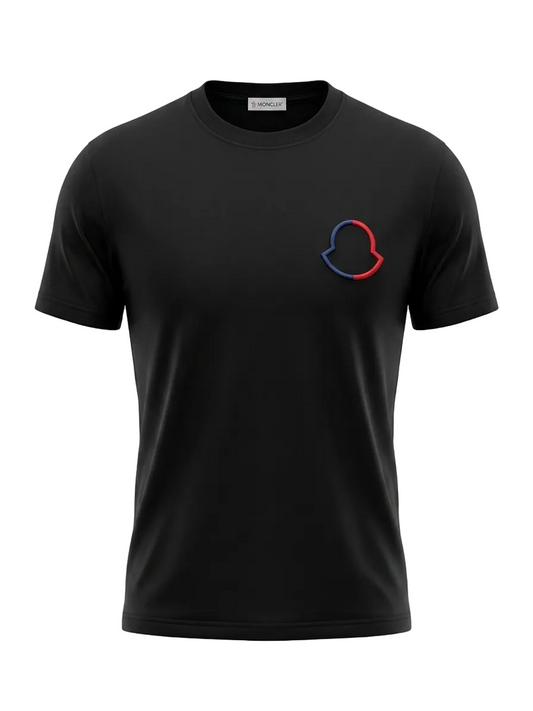 Moncler Embriodered Logo Black Tshirt For Men