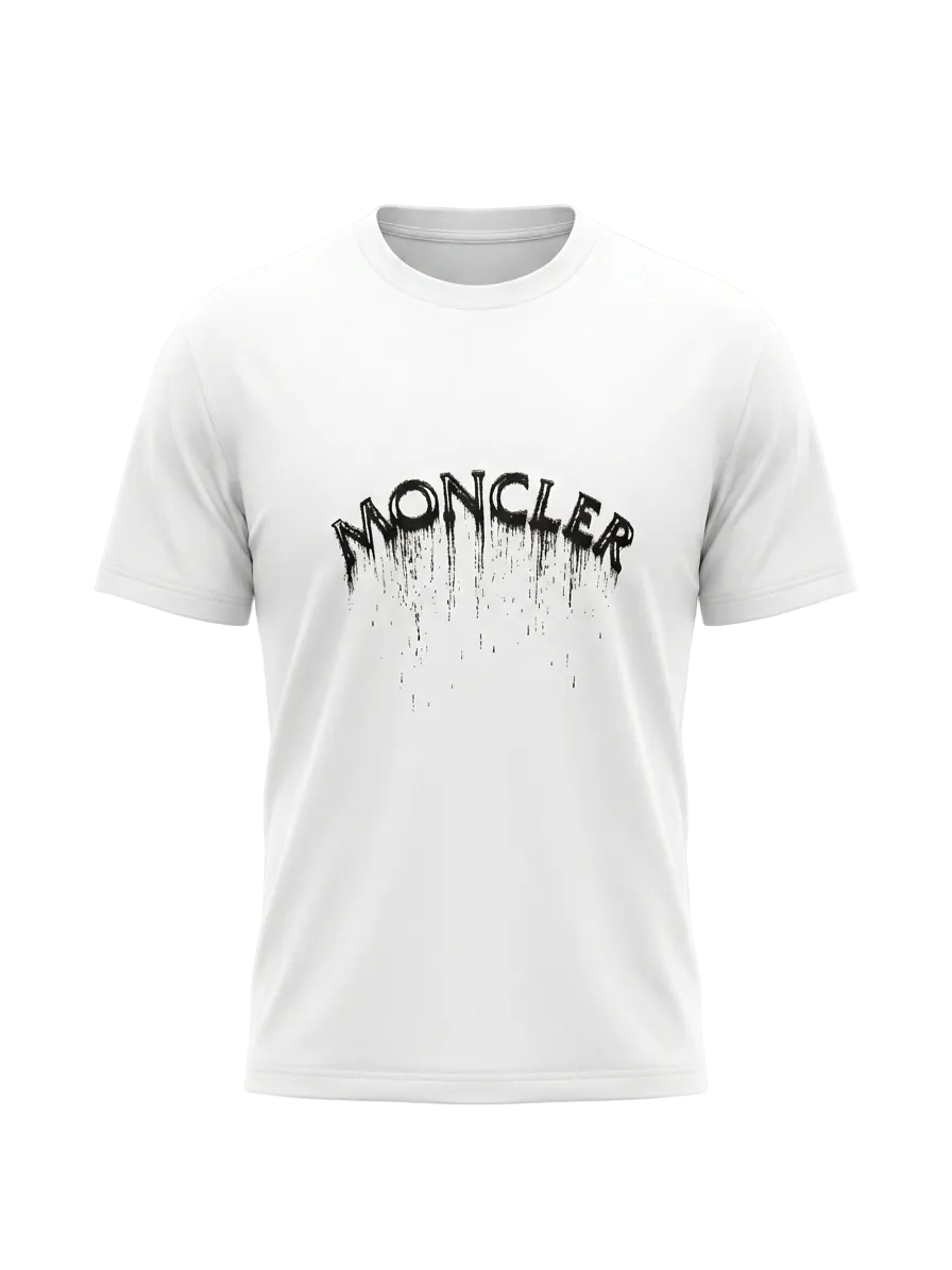 Moncler Black Logo White Tshirt For Men
