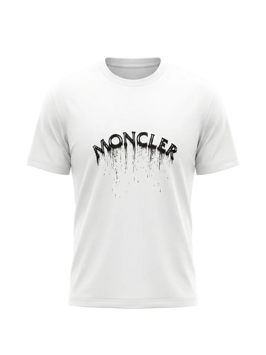 Moncler Black Logo White Tshirt For Men