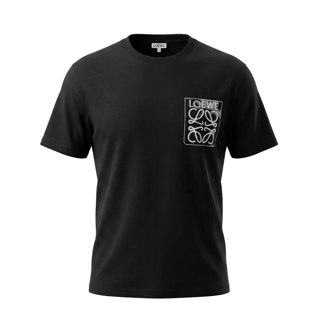 Fake Pocket Embroidered Logo Black Tshirt For Men