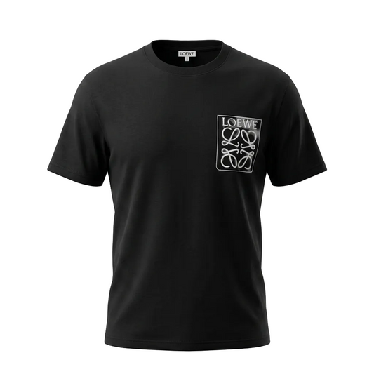 Fake Pocket Embroidered Logo Black Tshirt For Men