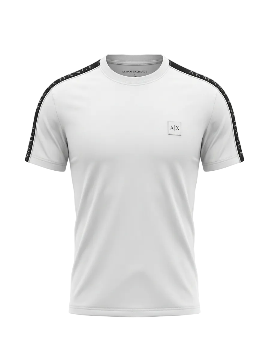 AX White Tshirt With Shoulder Logo For Men