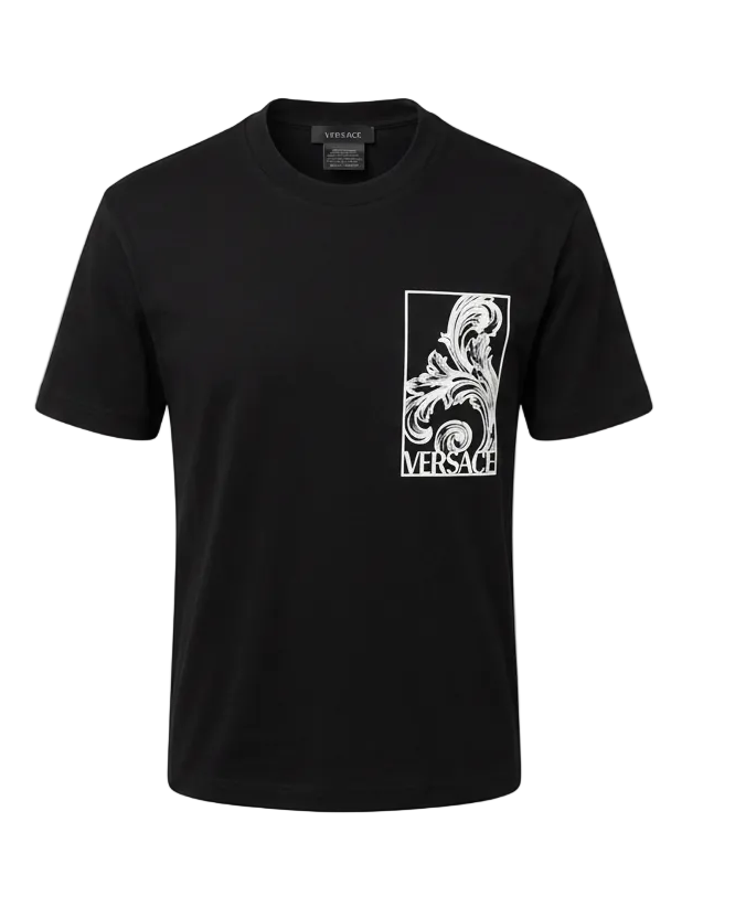 Versace Logo Printed Black Tshirt For Men
