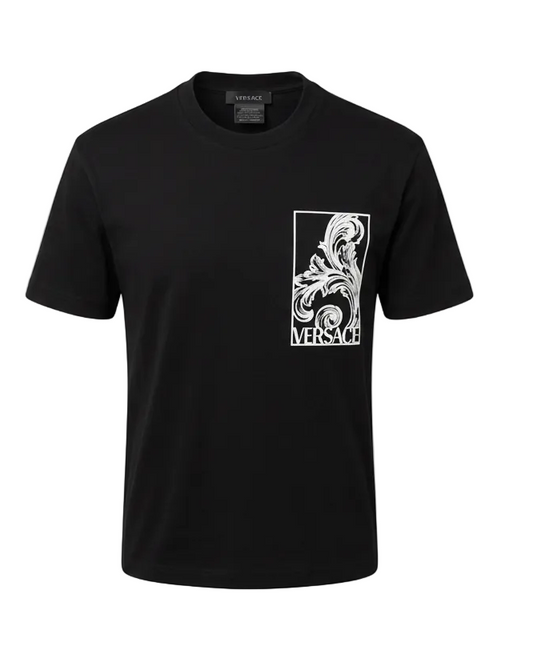 Versace Logo Printed Black Tshirt For Men