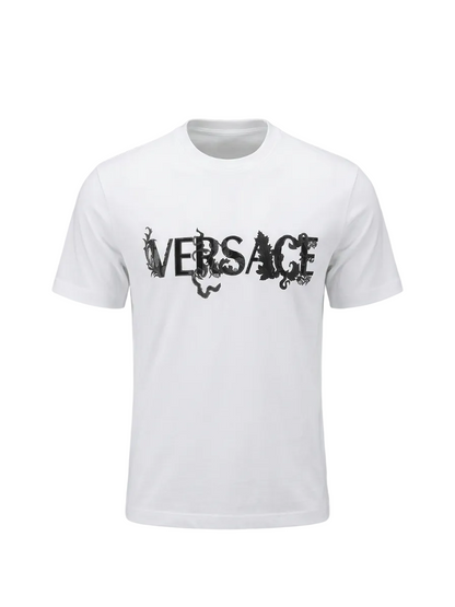 Versace Logo Printed White Tshirt For Men