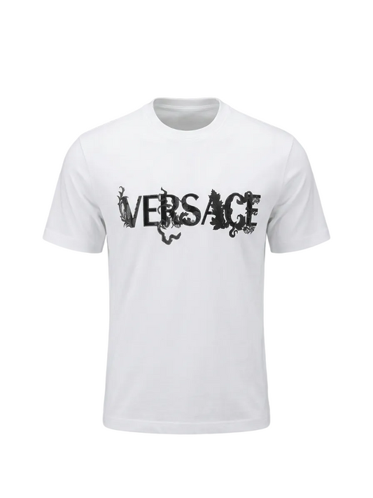 Versace Logo Printed White Tshirt For Men