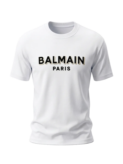 Balmain Chamois Logo White Tshirt For Men
