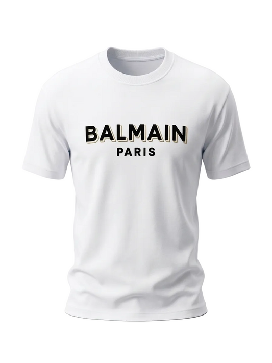 Balmain Chamois Logo White Tshirt For Men