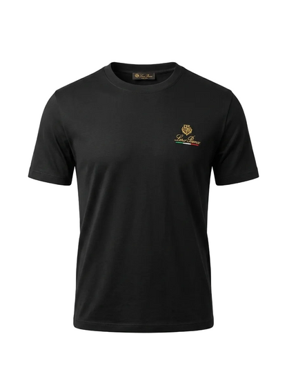 Loro Piana Embroidered Logo Black Oversized Tshirt For Men