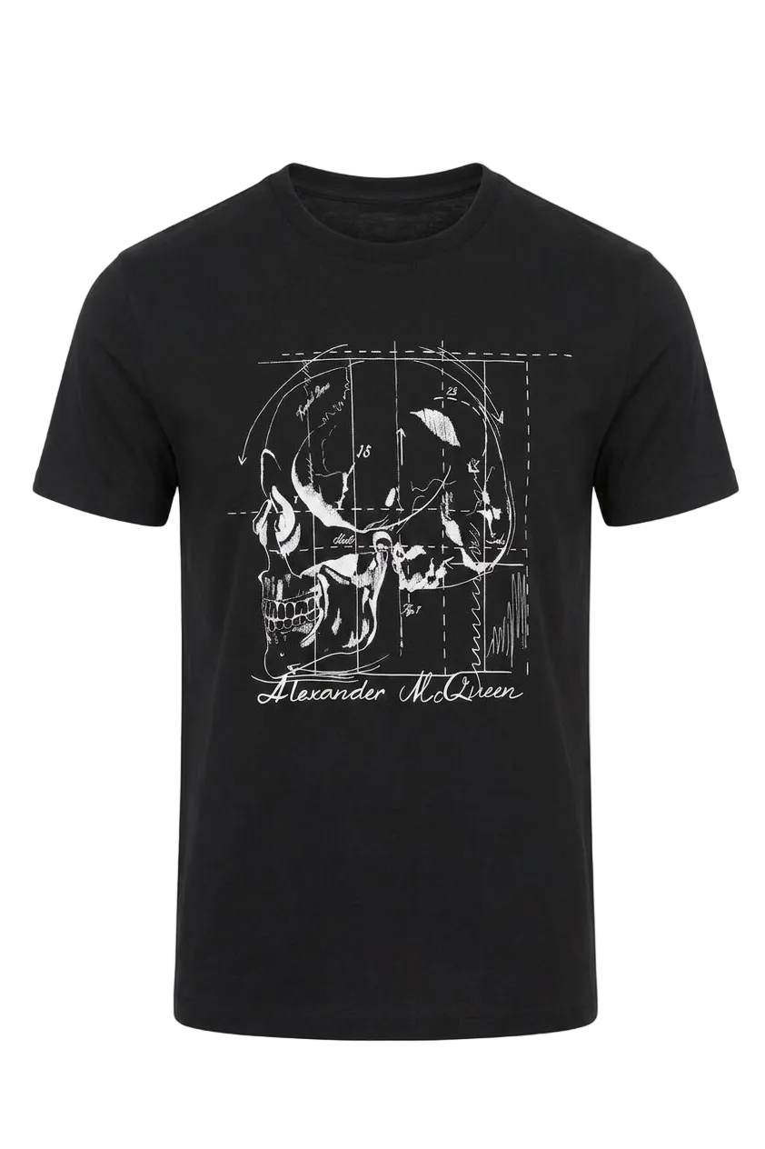 Skull Logo Printed Black Slim-Fit Tshirt For Men