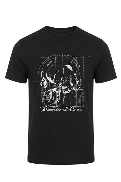 Skull Logo Printed Black Slim-Fit Tshirt For Men