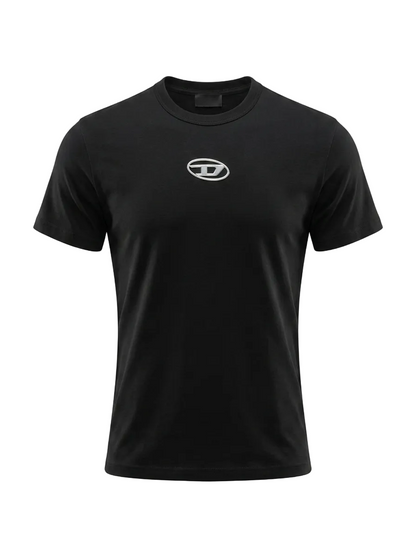 Moulded Silver stick logo Black Tshirt For Men