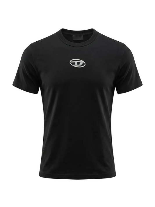Moulded Silver stick logo Black Tshirt For Men