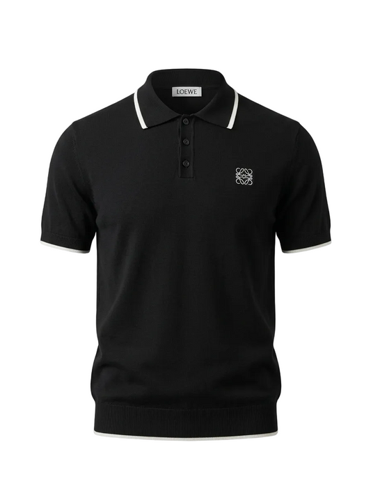 Embroidered Logo Black Triko Polo Tshirt For Men