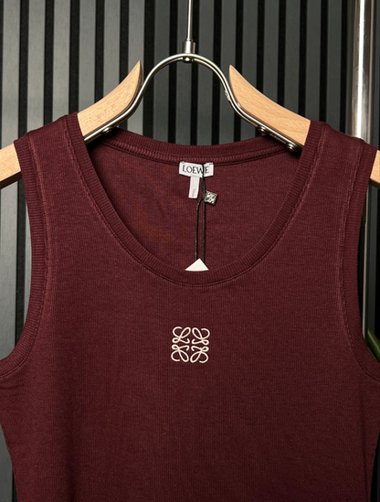 Anagram Ribbed Burgundy Tank Top For Women