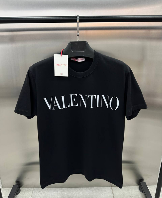 VALENTINO Logo Printed Black Tshirt For Men