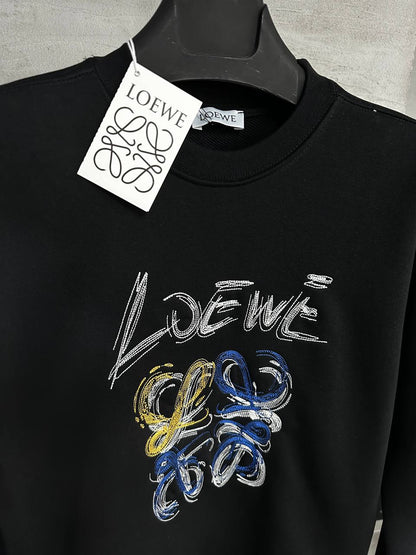 LOEWE Embroidered Logo Black Sweatshirt